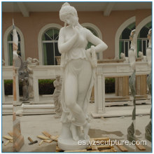 Tamaño de la vida Escultura de mármol blanca de la señora